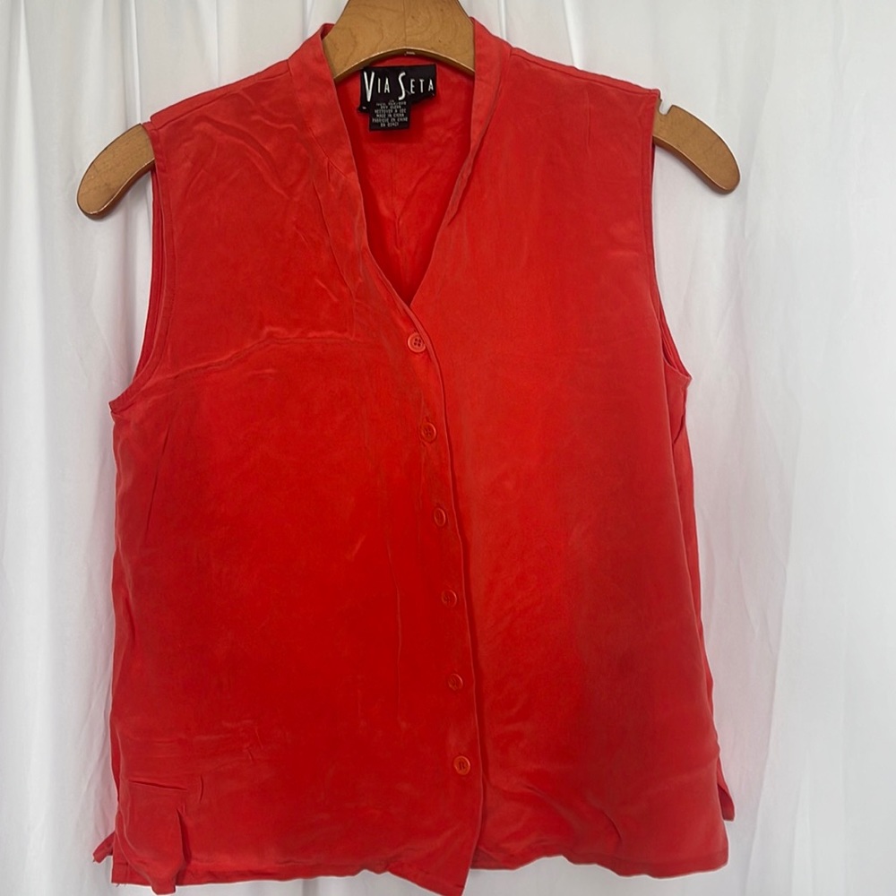 Via Seta Studio burnt Orange sleeveless blouse